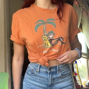 Life is Good orange tshirt with palm tree print